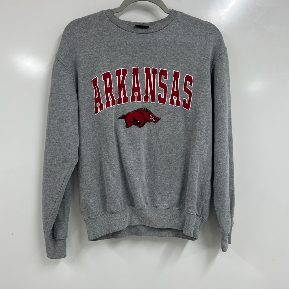 0240 Colosseum Arkansas Razorbacks Sweatshirt Men’s Heather Gray Crewneck | NCAA